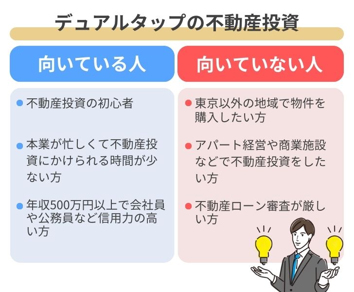 デュアルタップの不動産投資が向いている人・向いていない人