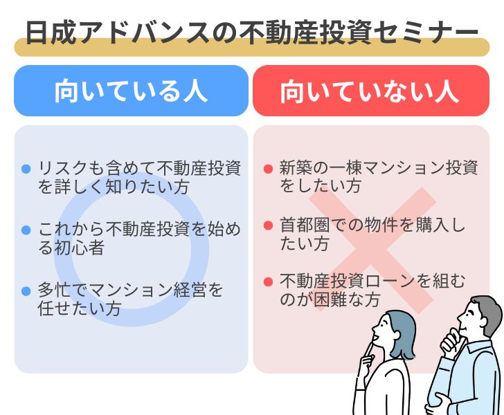 日成アドバンスの不動産投資セミナーが向いている人・向いていない人