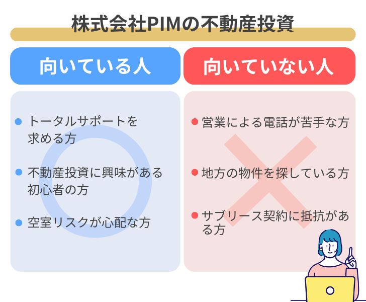 PIMの不動産投資が向いている人・向いていない人