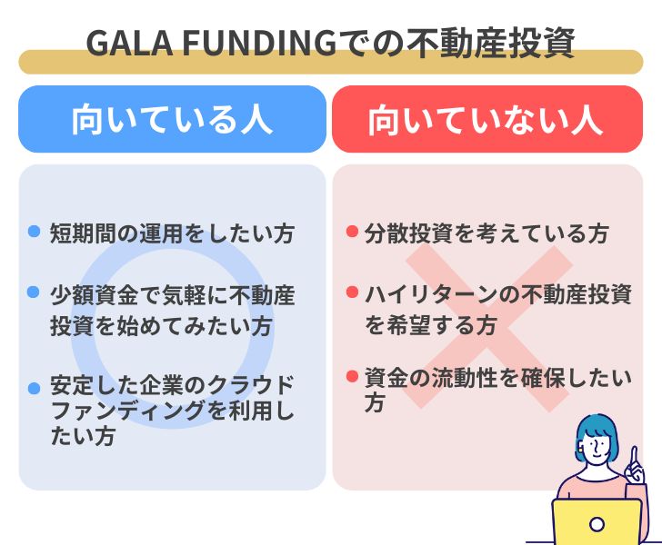 GALA FUNDINGでの不動産投資が向いている人・向いていない人