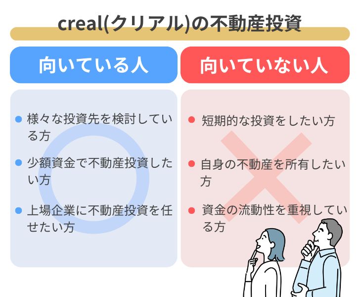 creal(クリアル)の不動産投資が向いている人・向いていない人